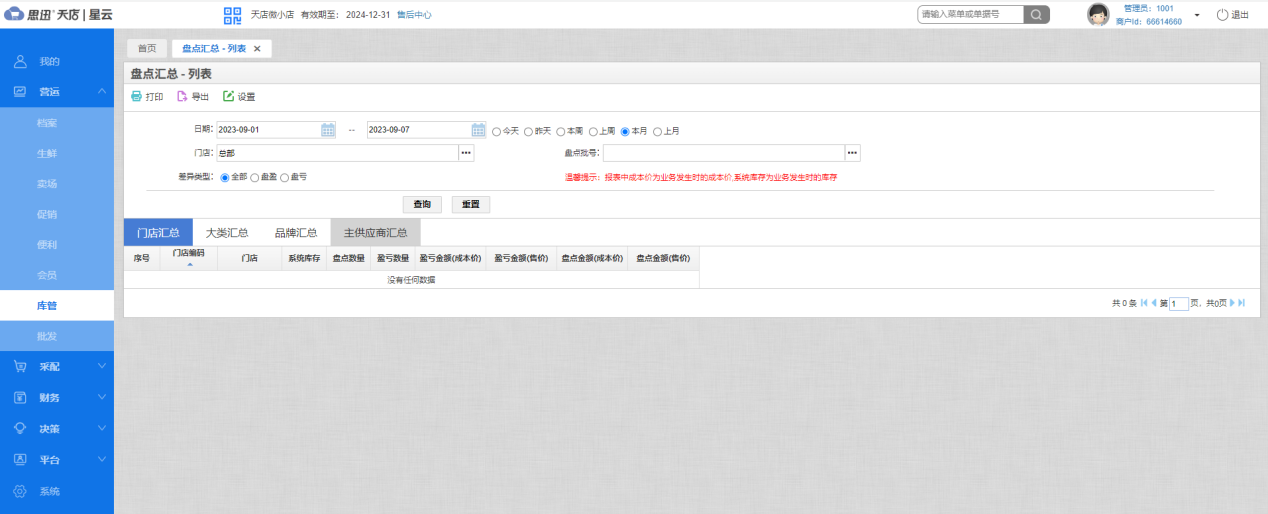 盘点汇总报表 盘点汇总报表