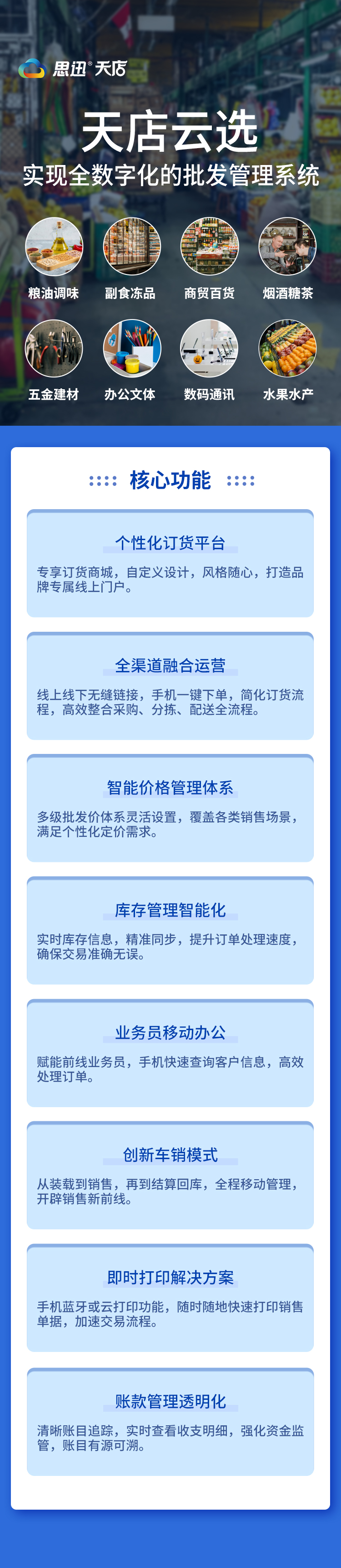 思迅天店云选批发管理系统解决方案&功能盘点